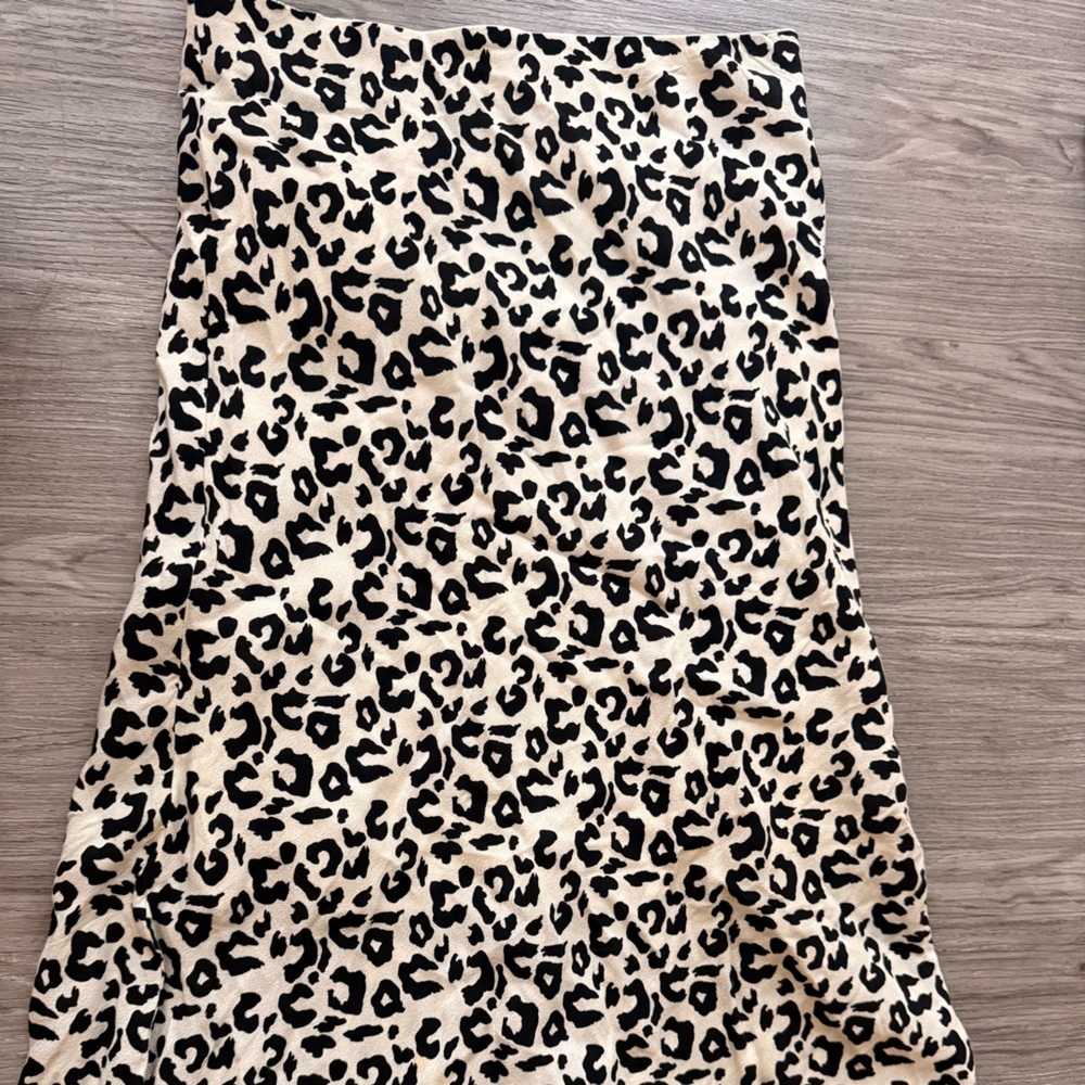 Leith Black and Cream Animal Print Maxi Skirt